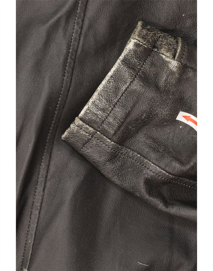 Винтажная мужская кожаная куртка в стиле милитари IT 54 2XL черная кожа