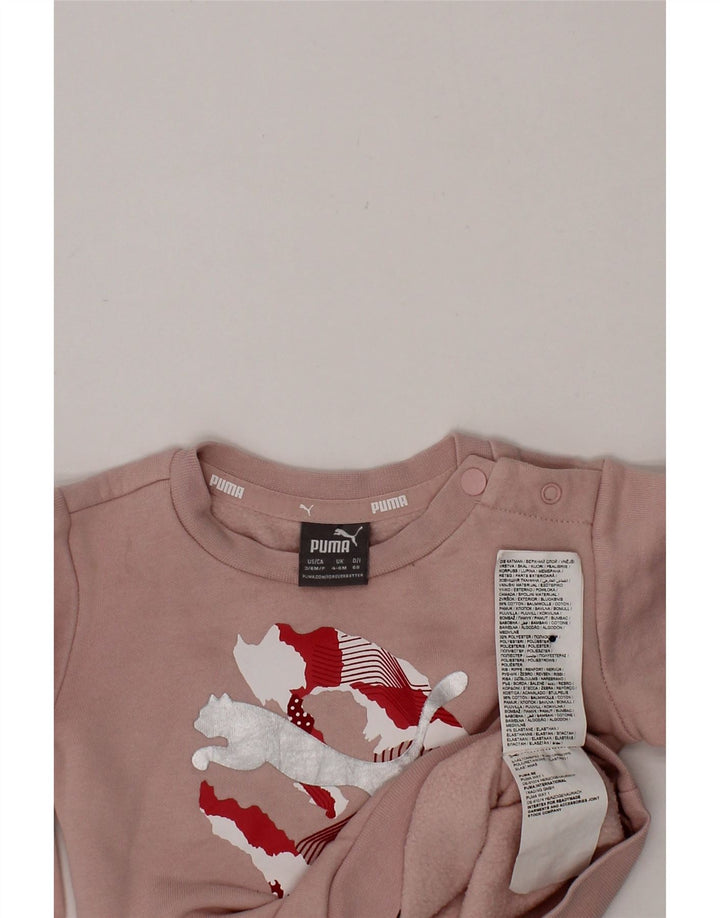 PUMA Baby Girls Graphic Sweatshirt Jumper 3-6 Months Pink Cotton Vintage Puma and Second-Hand Puma from Messina Hembry 