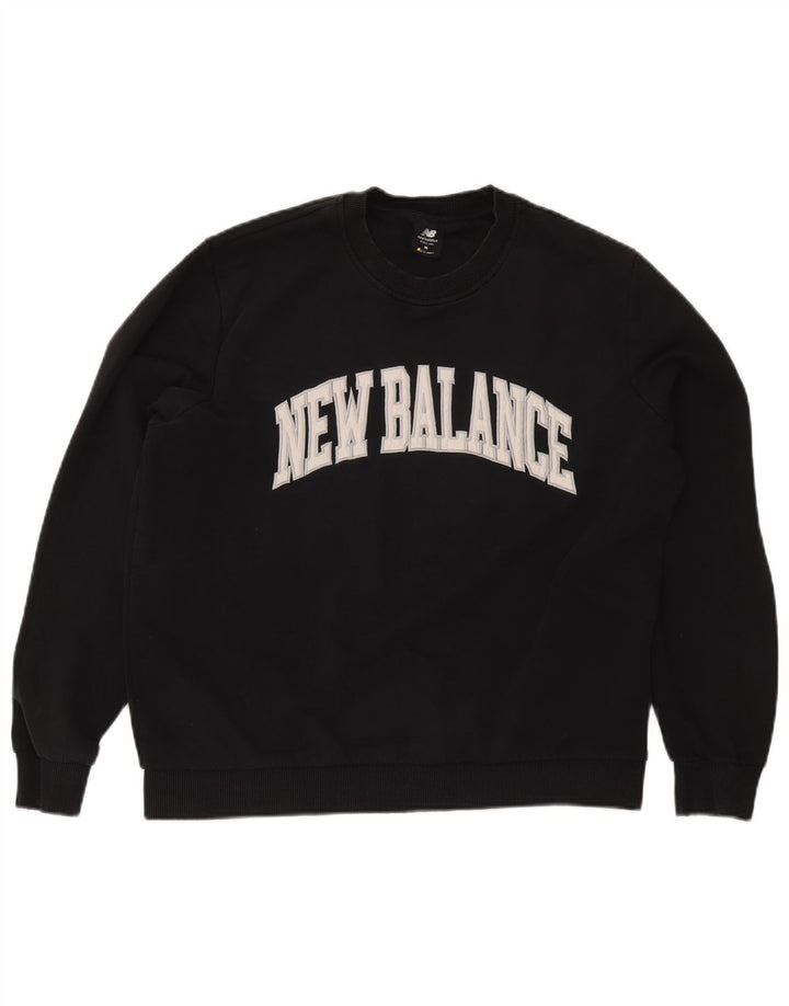Мужской свитшот с рисунком New Balance, джемпер среднего размера, черный хлопок, хлопок