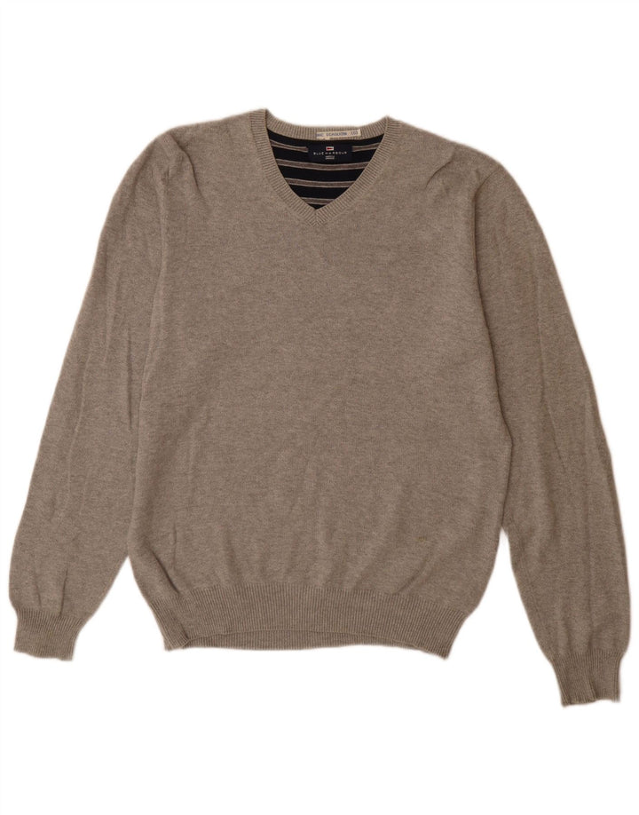 Мужской джемпер с v-образным вырезом Mark & Spencer Blue Harbour, маленький серый в крапинку
