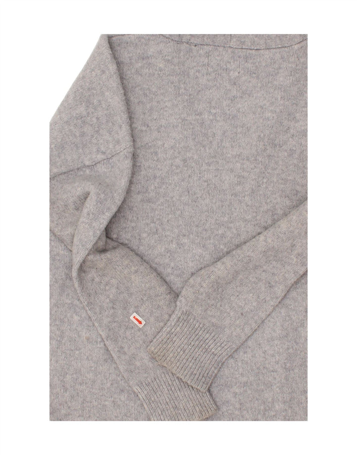 SUPERDRY Womens Oversized V-Neck Jumper Sweater UK 8 Small Grey Polyester Vintage Superdry and Second-Hand Superdry from Messina Hembry 