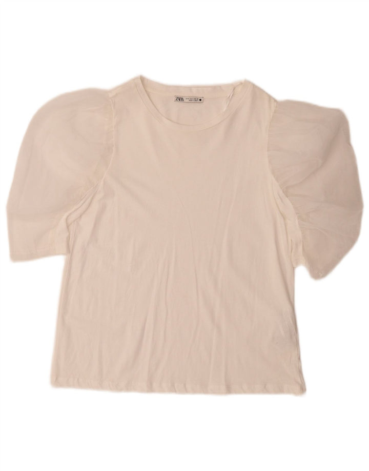 Женская блузка Zara Top UK 10, маленький размер, белый хлопок