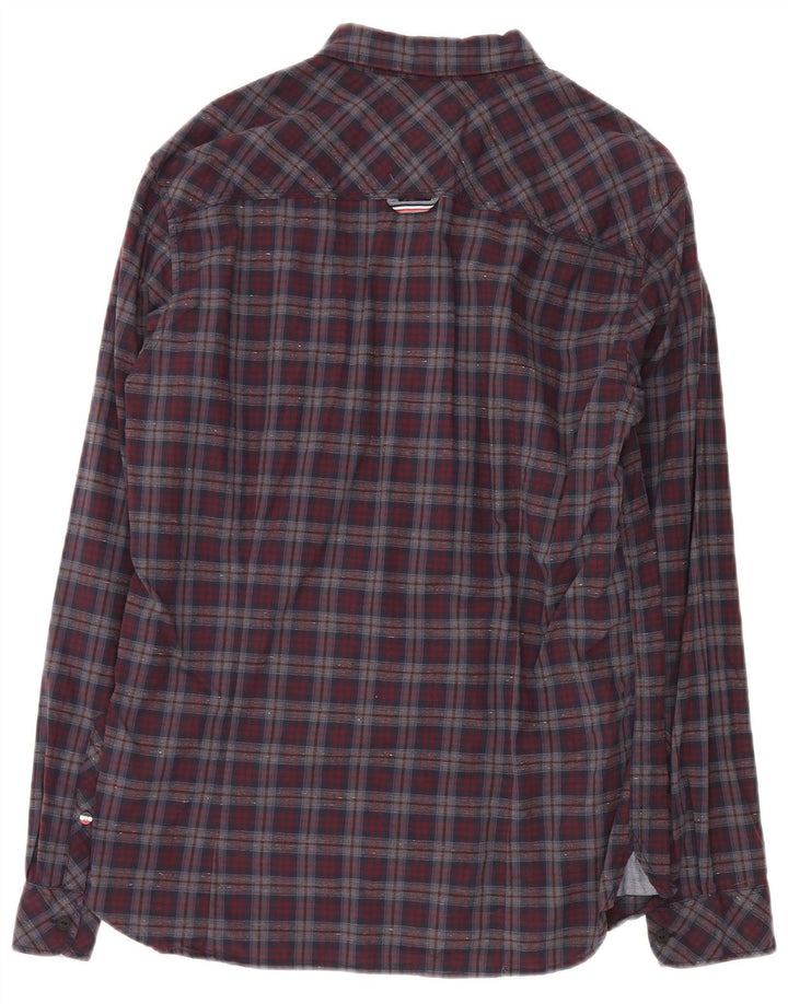 Tommy Hilfiger Мужская фланелевая рубашка приталенного кроя, большая красная клетка, хлопок