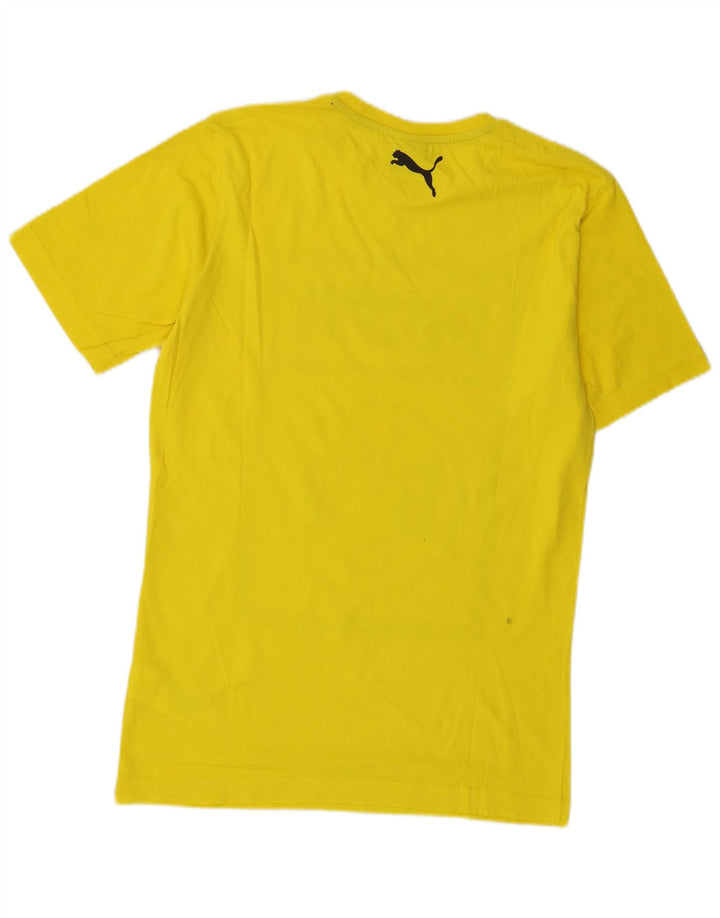 Мужская футболка с рисунком Puma, хлопковый топ среднего желтого цвета