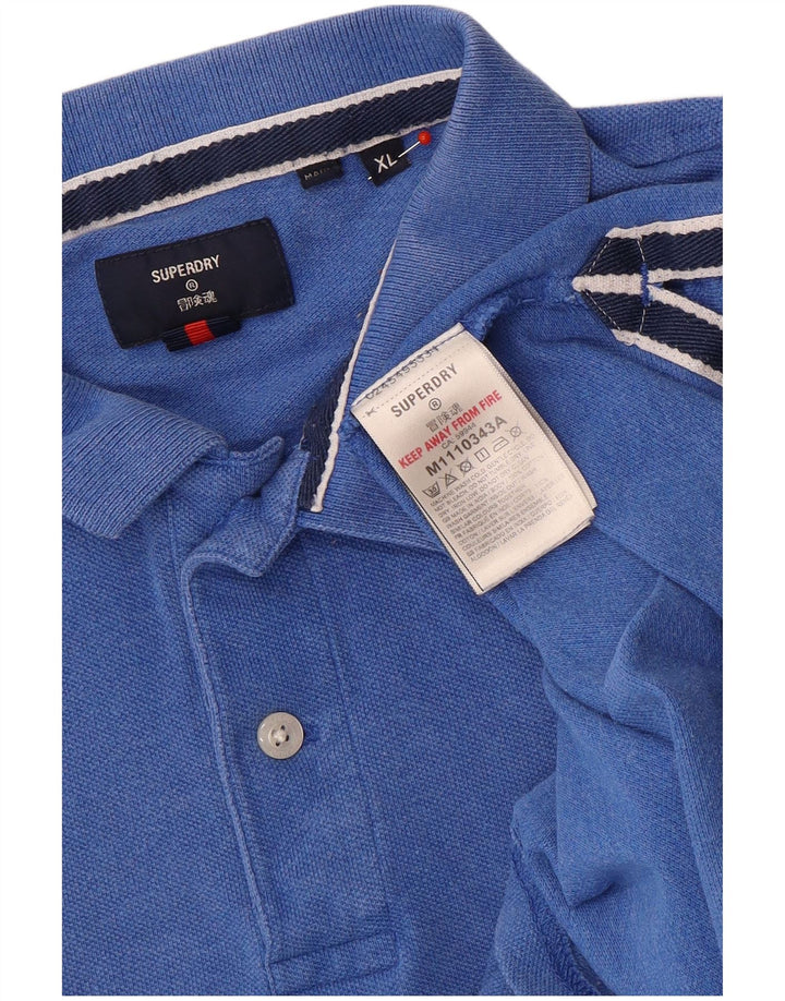 Мужская рубашка-поло Superdry XL, синяя, хлопок