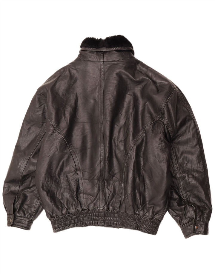 Винтажная мужская кожаная куртка UK 42 XL, черная кожа