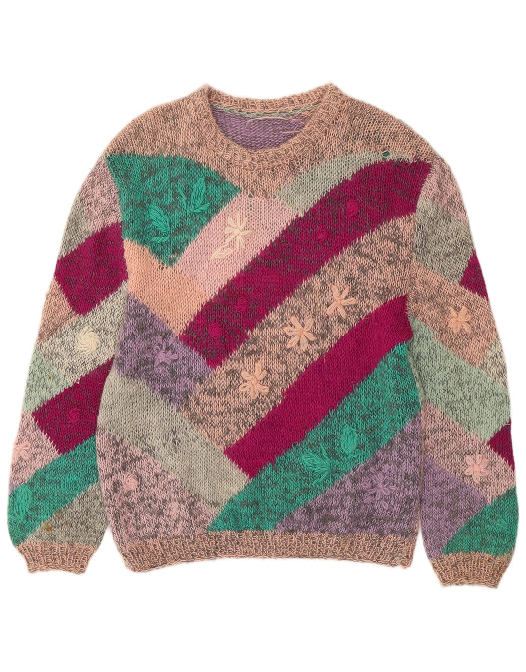 ВИНТАЖНЫЙ женский джемпер с вырезом «лодочка», Великобритания, 18 XL, разноцветный цветочный принт