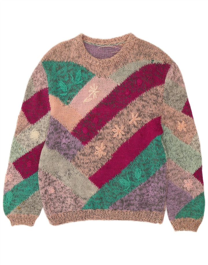 ВИНТАЖНЫЙ женский джемпер с вырезом «лодочка», Великобритания, 18 XL, разноцветный цветочный принт