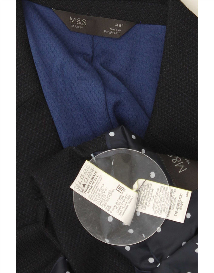 Мужской пиджак с 2 пуговицами Marks & Spencer UK 48 2XL темно-синий полиэстер