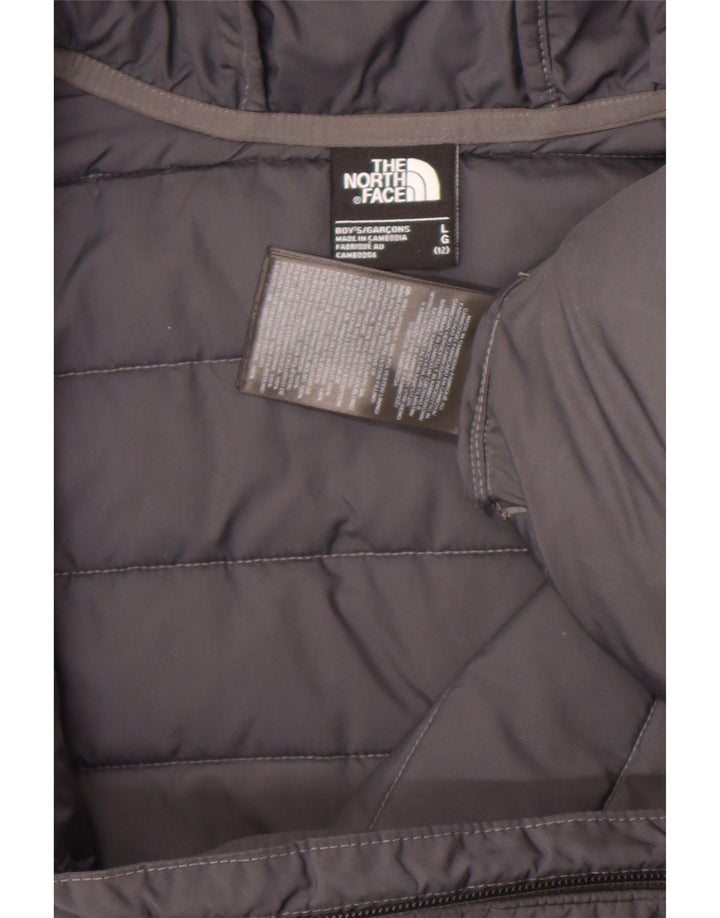 Стеганая куртка с капюшоном для мальчиков The North Face, 11–12 лет, большой размер, серый полиэстер