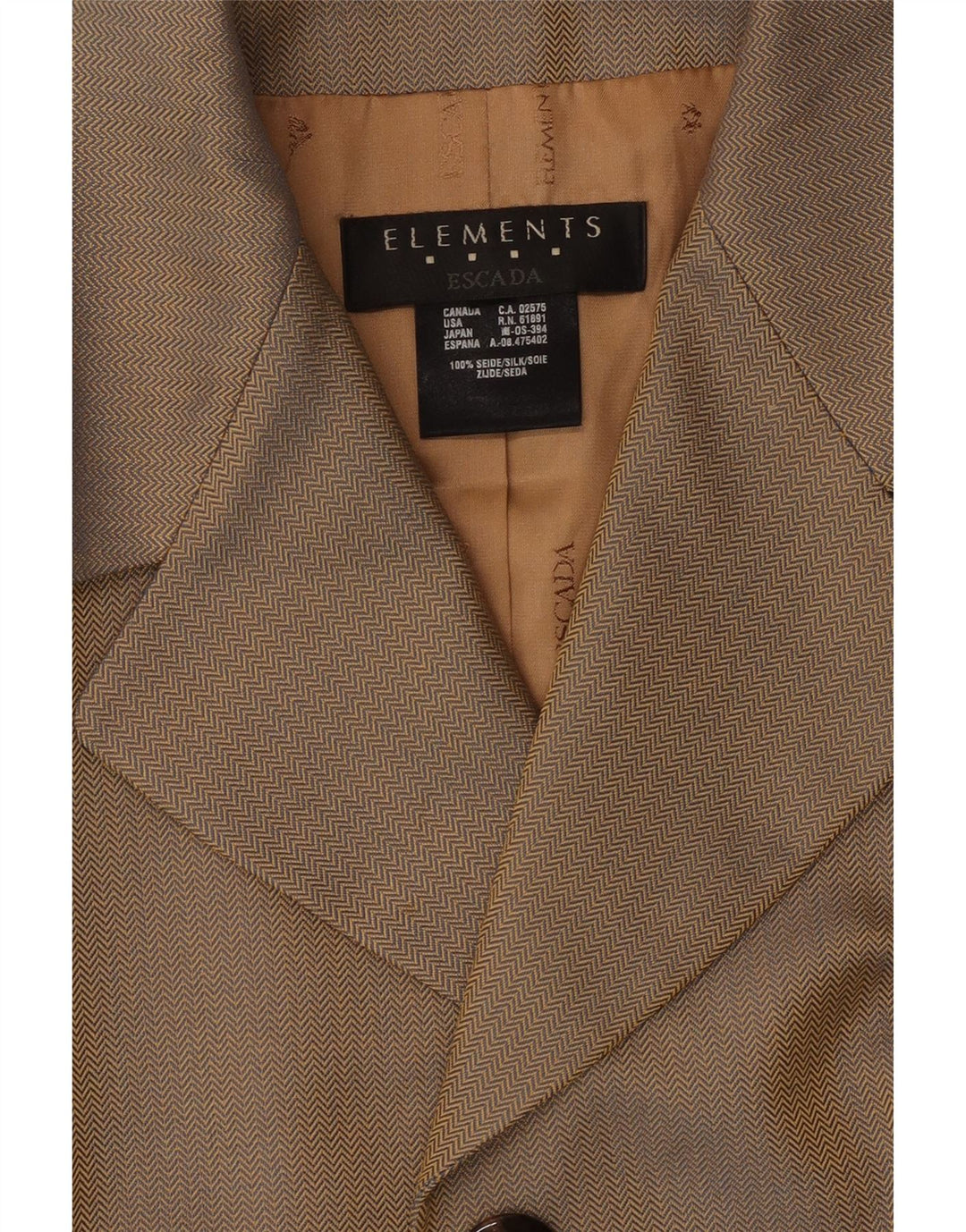 Женский пиджак Escada Elements UK 12, средний бежевый с узором «в елочку»