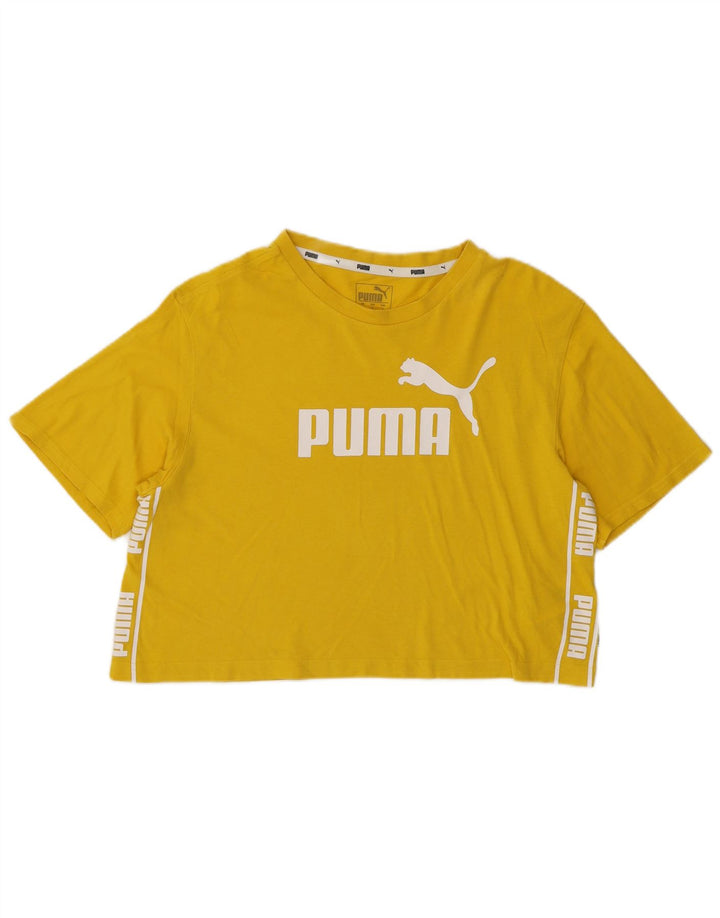 Женская укороченная футболка оверсайз с рисунком PUMA Top UK 10, маленький желтый хлопок