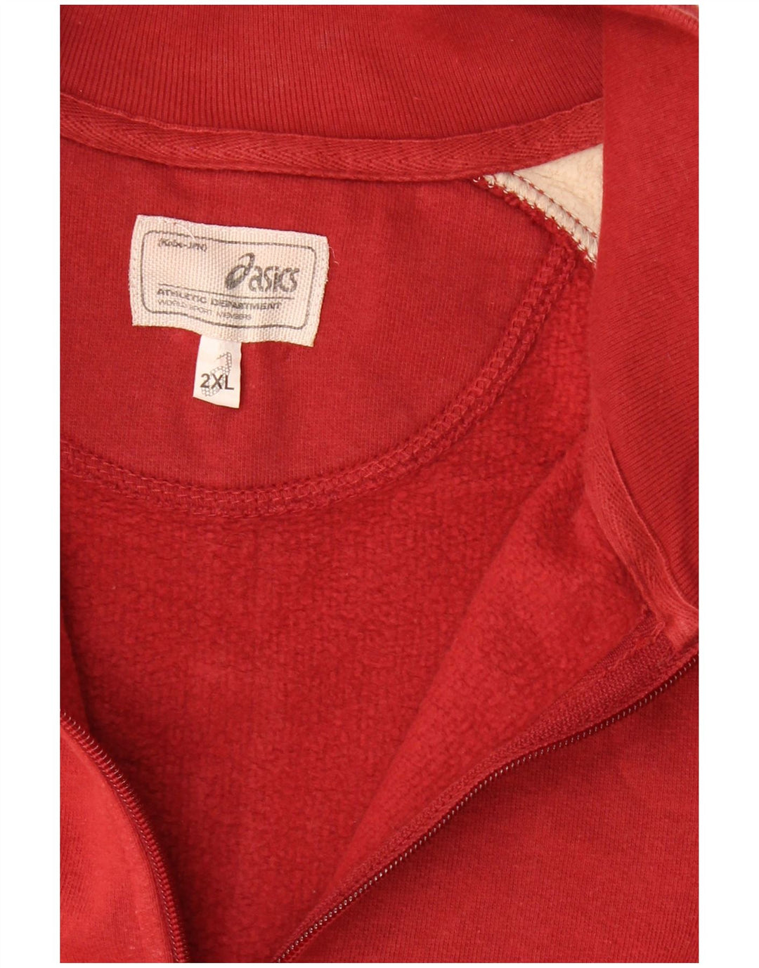 Мужской свитер ASICS с воротником на молнии, 2XL, красный, хлопок с цветными блоками