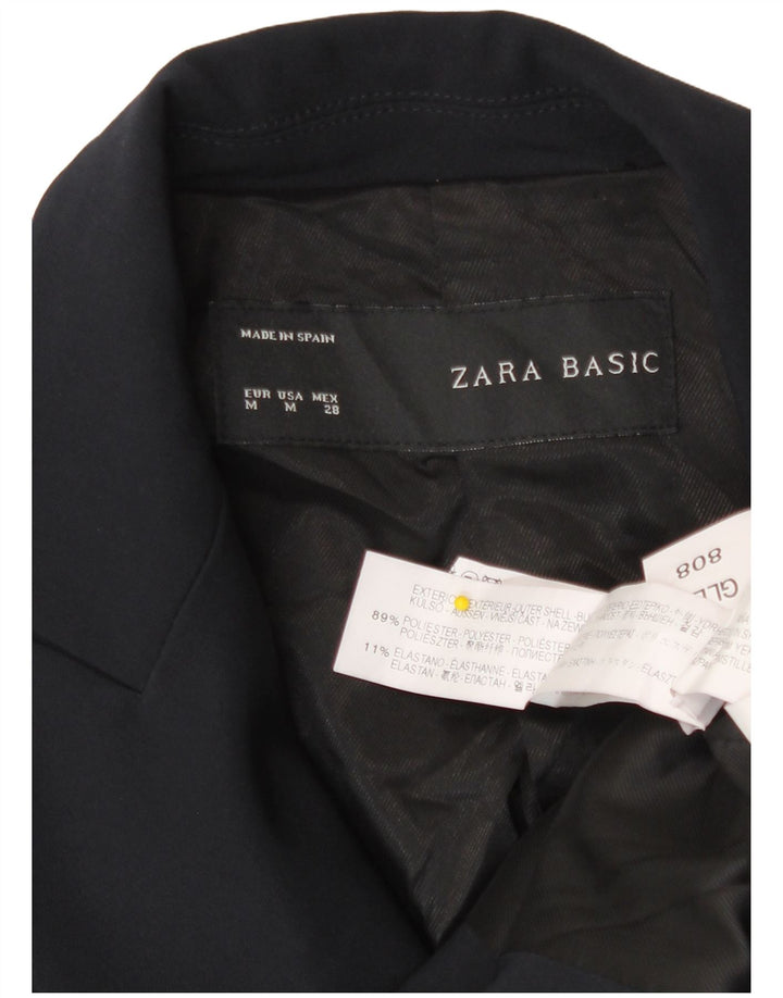 Женский двубортный пиджак Zara UK 12, средний темно-синий, полиэстер