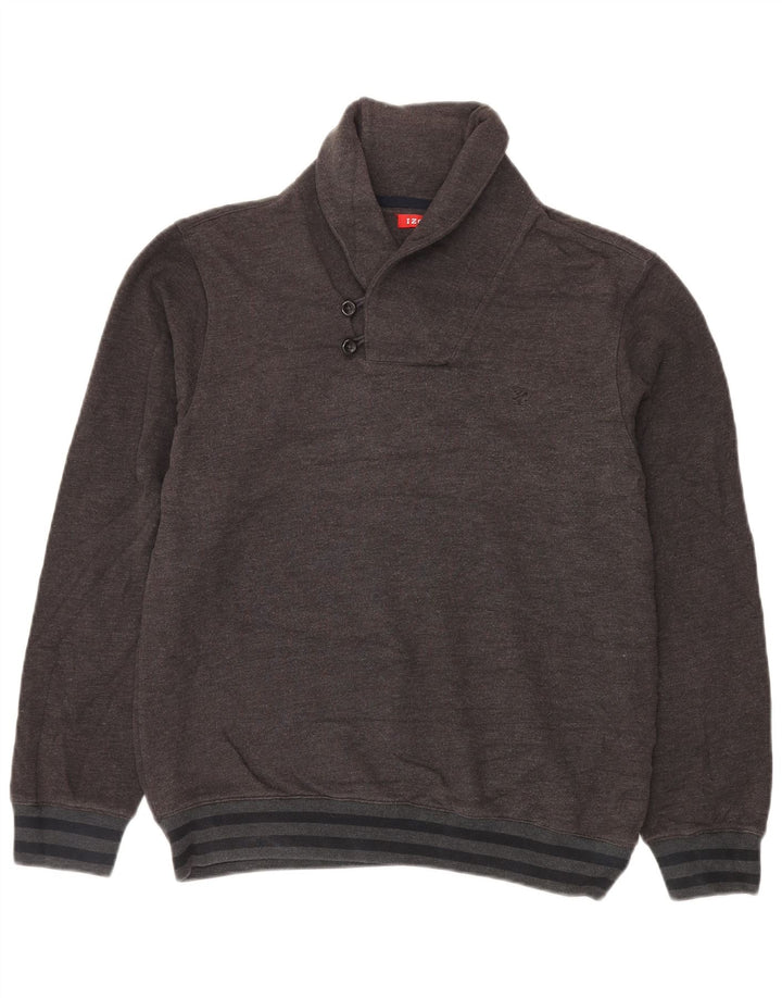 IZOD Мужской джемпер с отложным воротником, свитер среднего серого цвета, хлопок