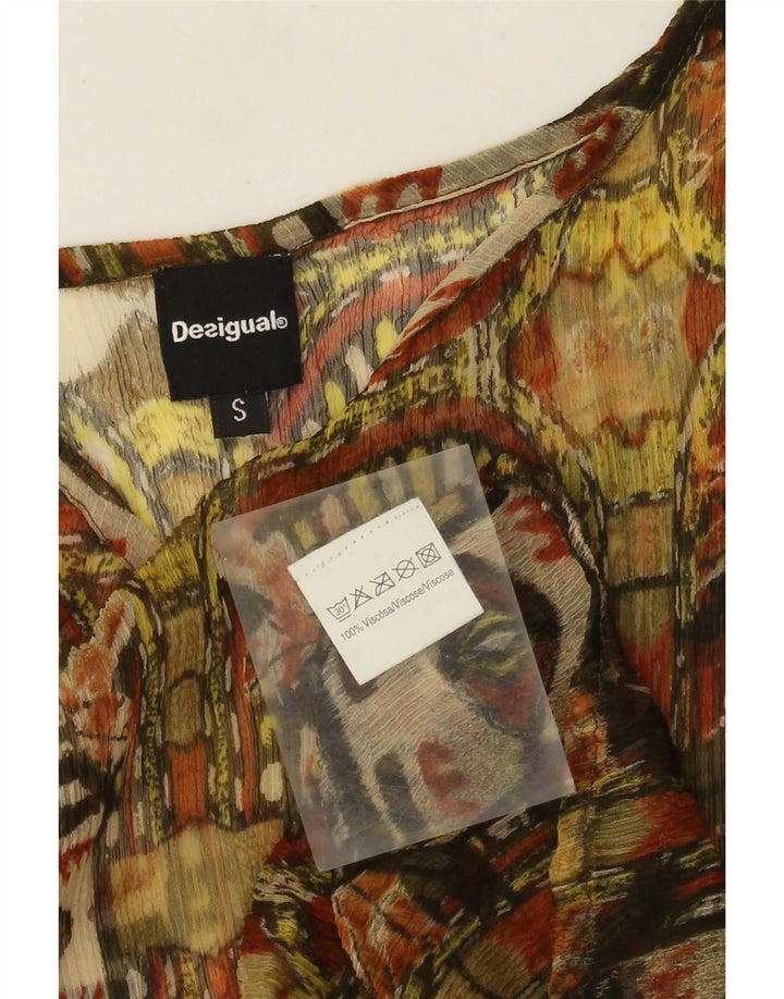 Женская блузка с абстрактным узором Desigual, Великобритания, 8, маленький цвет, хаки, вискоза