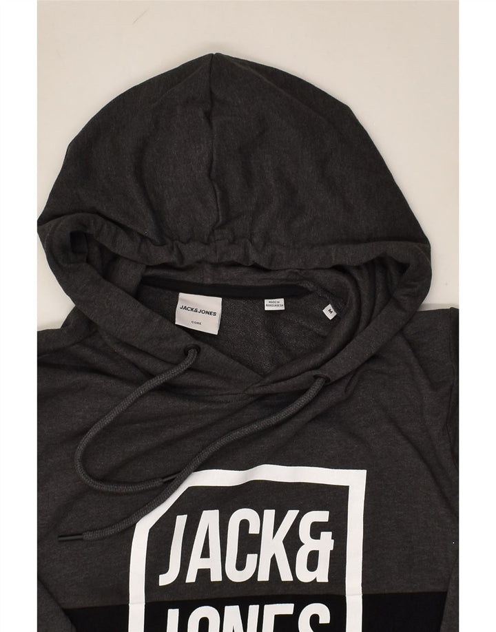 JACK & JONES Mens Graphic Hoodie Jumper Medium Grey Colourblock Cotton | Vintage Jack & Jones | Thrift | Second-Hand Jack & Jones | Used Clothing | Messina Hembry 