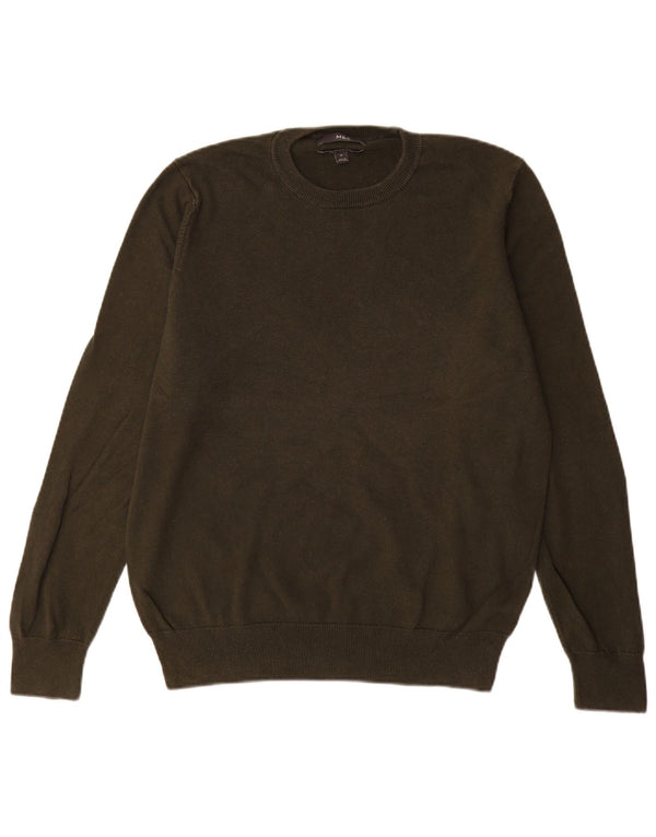 Marks & Spencer Mens Crew Neck Jumper Sweater Medium Khaki Cotton