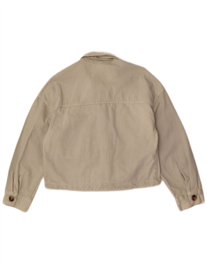 Женская укороченная джинсовая куртка Zara UK 10, маленький размер, белый хлопок