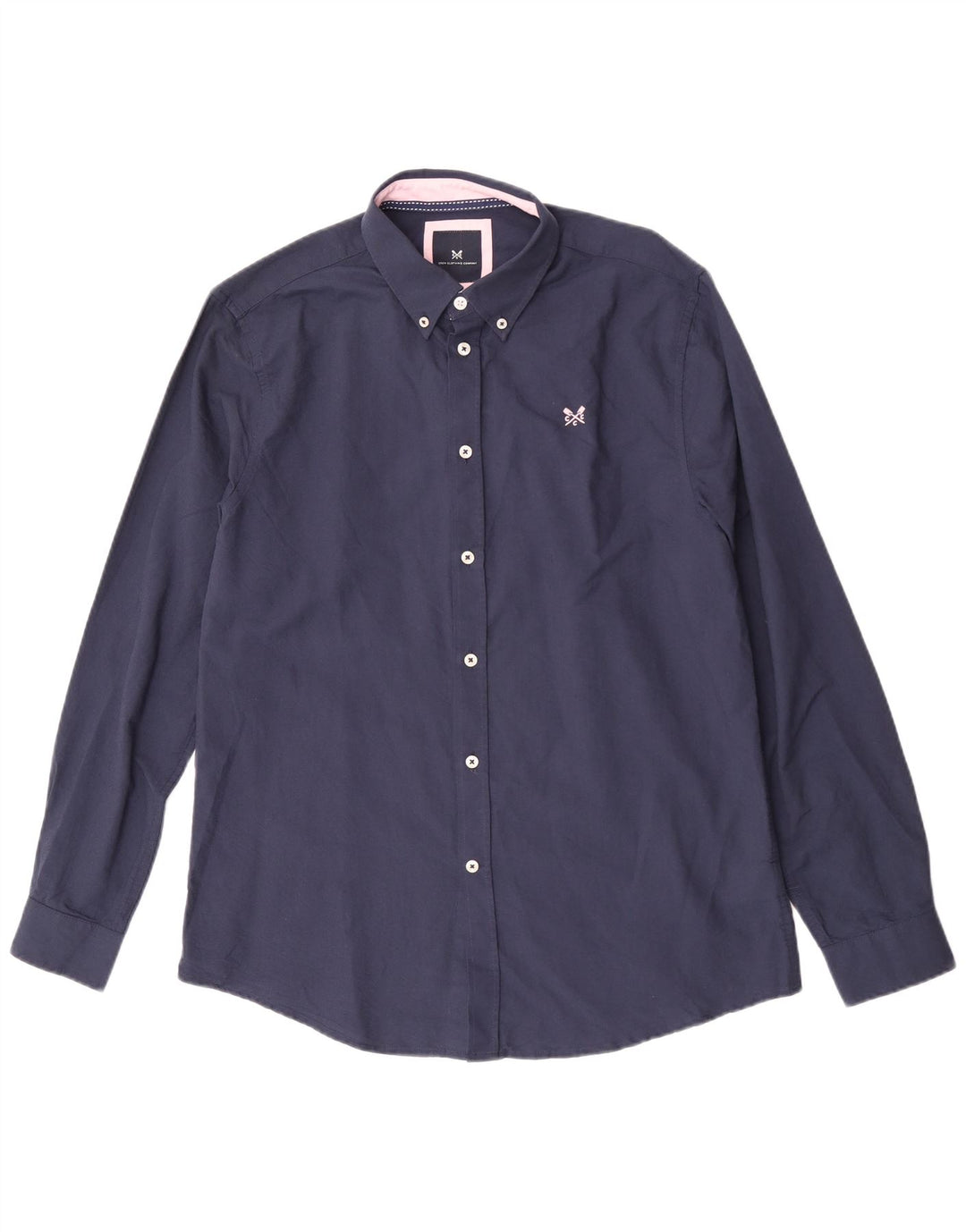 Crew Clothing Мужская рубашка классического кроя среднего размера, темно-синяя, хлопковая