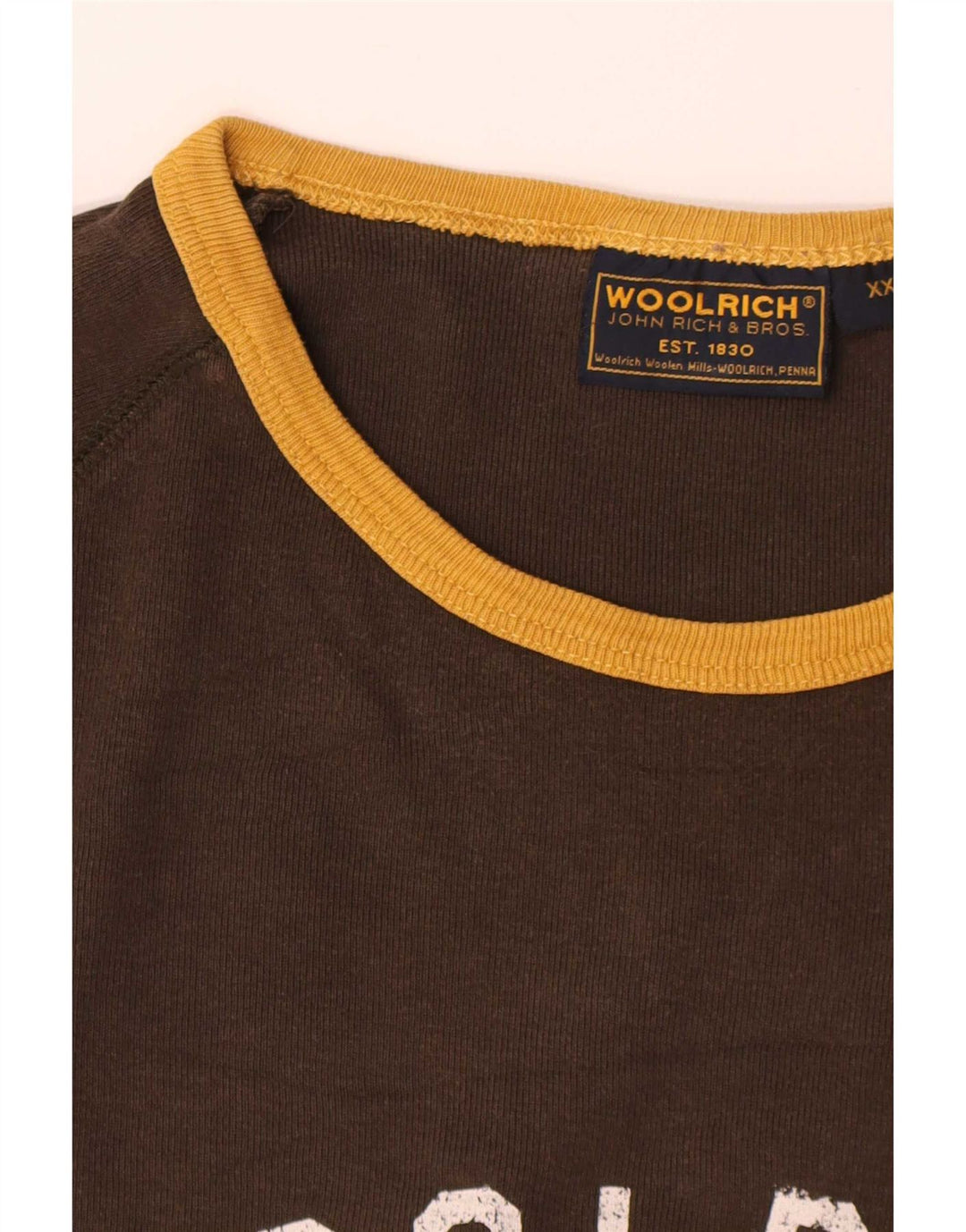 Мужской топ с рисунком Woolrich, длинный рукав, коричневый хлопок, 2XL