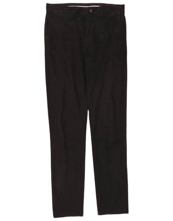 Crew Clothing Мужские облегающие брюки-чиносы W34 L34, черные хлопковые