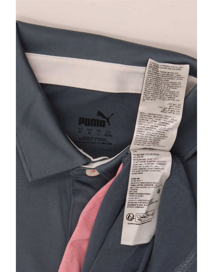 Мужская рубашка-поло Puma среднего размера, темно-синяя полоска, полиэстер