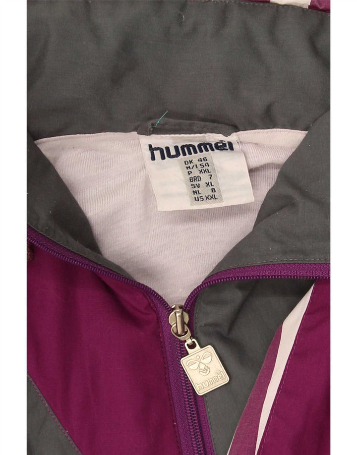 Hummel Мужской пуловер с графическим спортивным костюмом, верхняя куртка 2XL, фиолетовый с цветными блоками