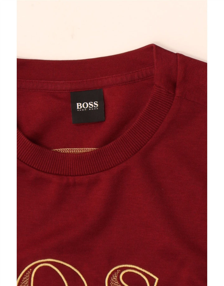 Мужской свитшот с рисунком Hugo Boss, средний бордовый