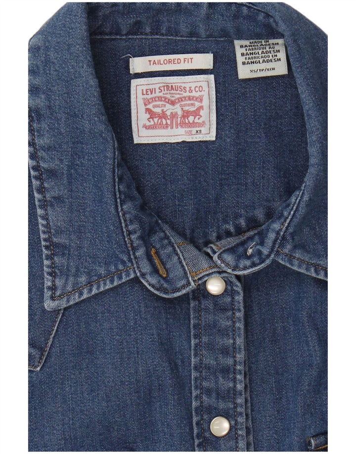 Женская джинсовая рубашка свободного покроя Levi's UK 6 XS, синяя, хлопок