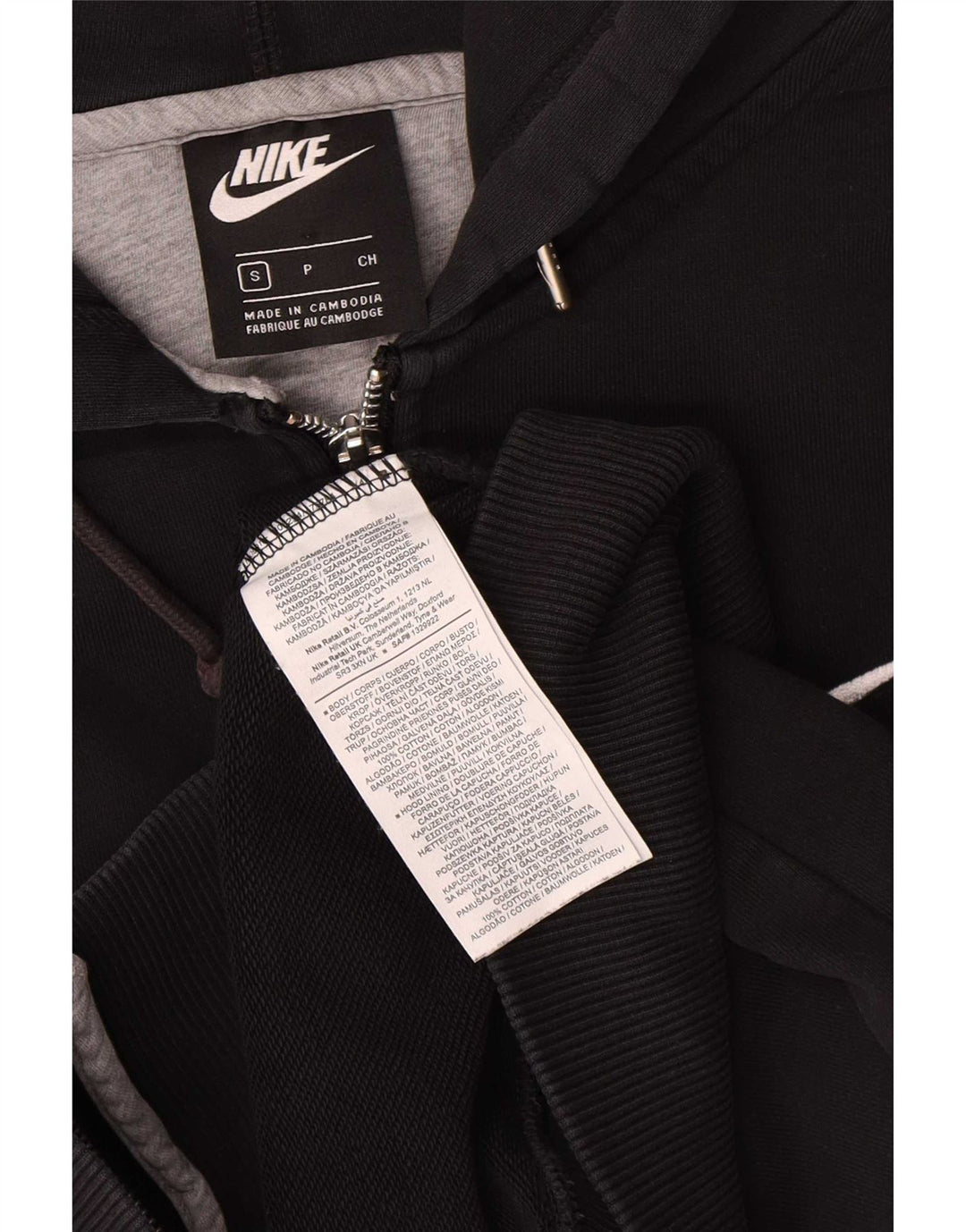 Мужской свитер с капюшоном на молнии Nike, маленький черный, хлопковый