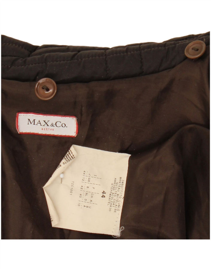 Женское стеганое пальто Max & Co. UK 12, средний коричневый полиэстер