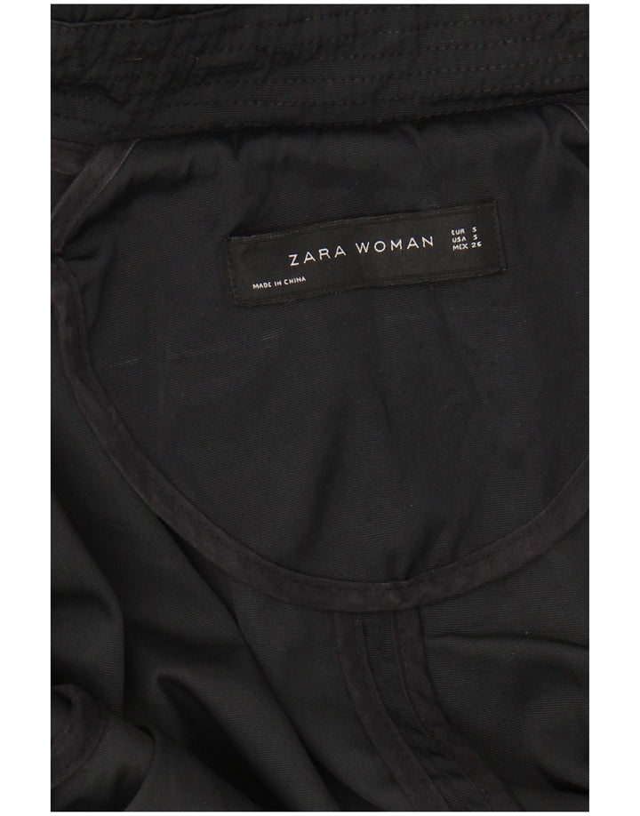 Женская парка большого размера с капюшоном ZARA UK 10, маленькая, черная