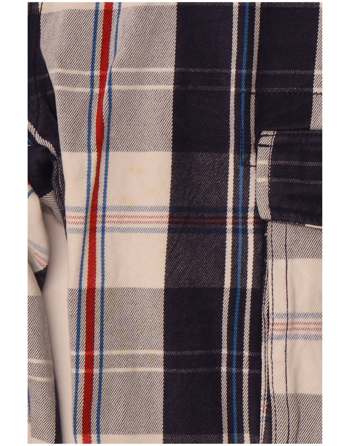 ОДЕЖДА ДЛЯ ЭКИПАЖА Мужские шорты-карго среднего размера W32 Темно-синие в клетку, хлопок