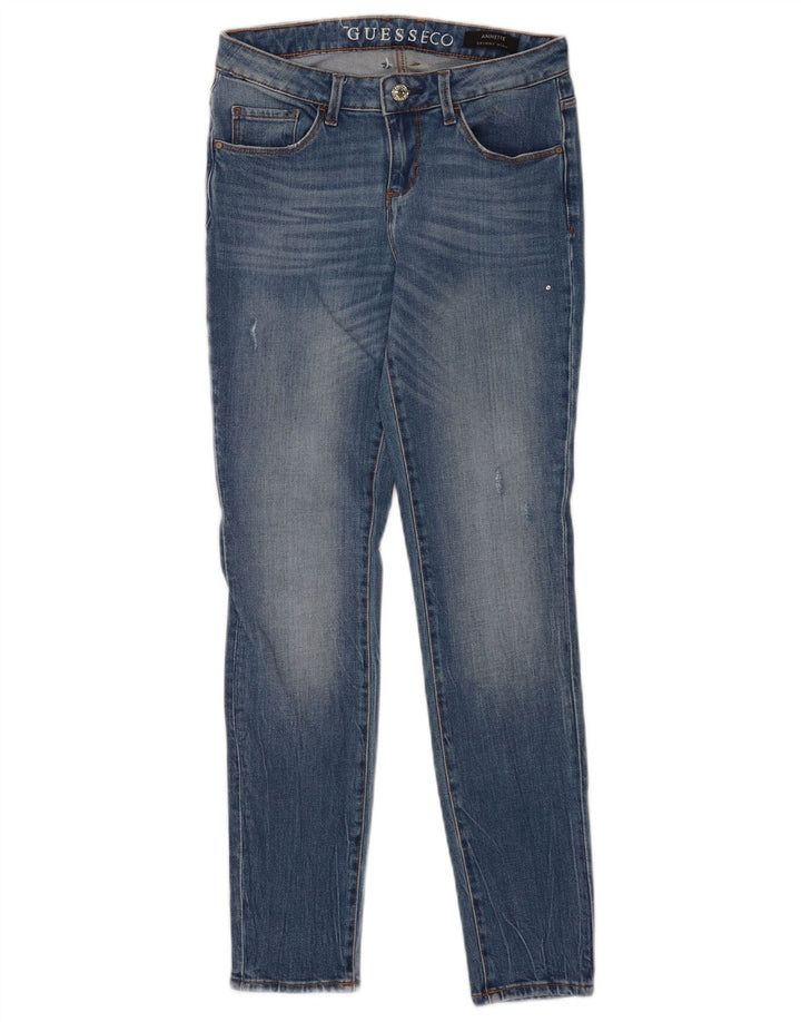 Женские потертые джинсы скинни Guess W26 L29 синие