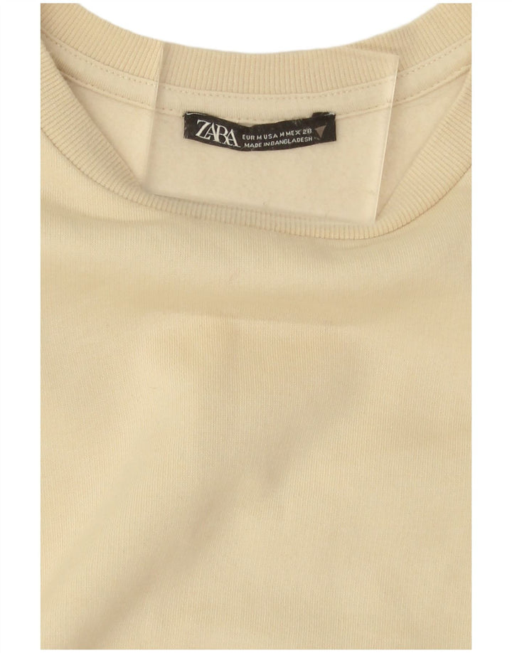 Женский свитер Zara UK 14, хлопковый средний цвет белого цвета