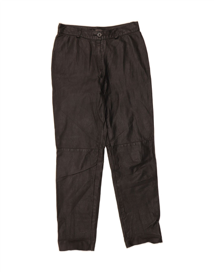 VINTAGE Womens Straight Trousers IT 44 Medium W26 L26 Black Leather Vintage Vintage and Second-Hand Vintage from Messina Hembry 