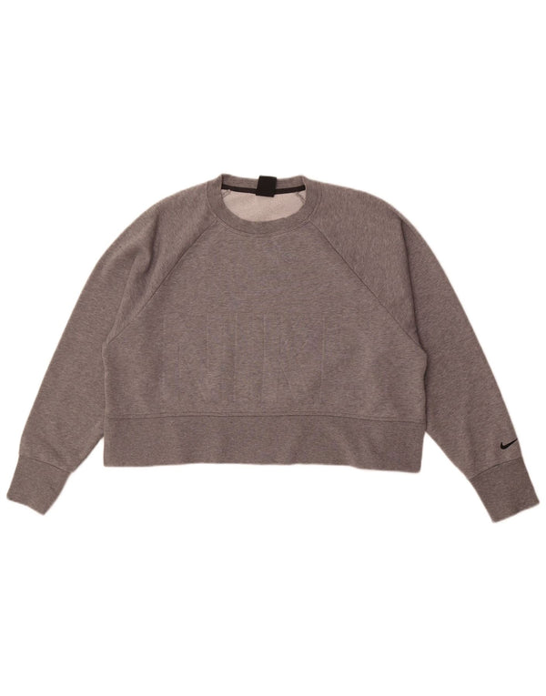 Женский джемпер большого размера с рисунком Nike Dri Fit UK 14, средний серый