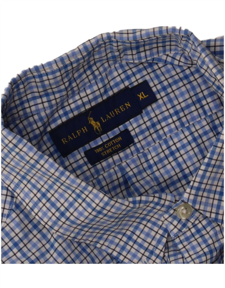 RALPH LAUREN Mens Shirt XL Blue Check Cotton