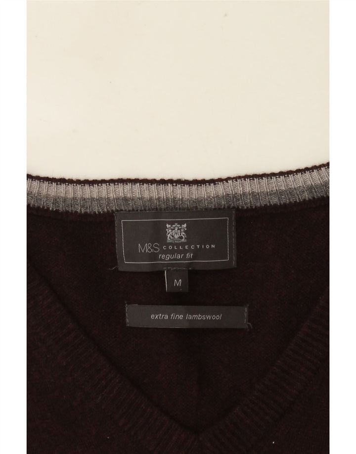 Мужская майка стандартного кроя Marks & Spencer, средний бордовый цвет из овечьей шерсти