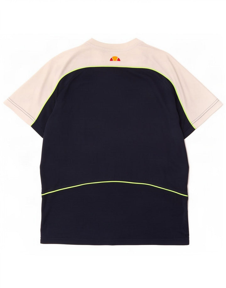 Мужская футболка Ellesse с рисунком, маленькая, темно-синяя, полиэстер с цветными блоками