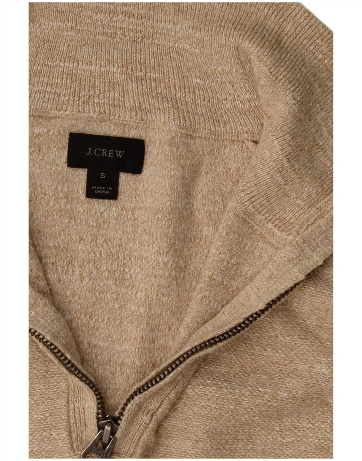 J. Crew Mens Zip Neck Jumper Sweater Small Beige Cotton