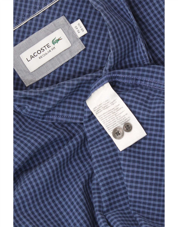 Мужская рубашка стандартного кроя Lacoste, размер 43, большая синяя хлопковая клетка