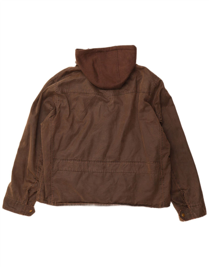 HARD ROCK CAFE Мужская вощеная куртка с капюшоном London UK 44 2XL Коричневый хлопок