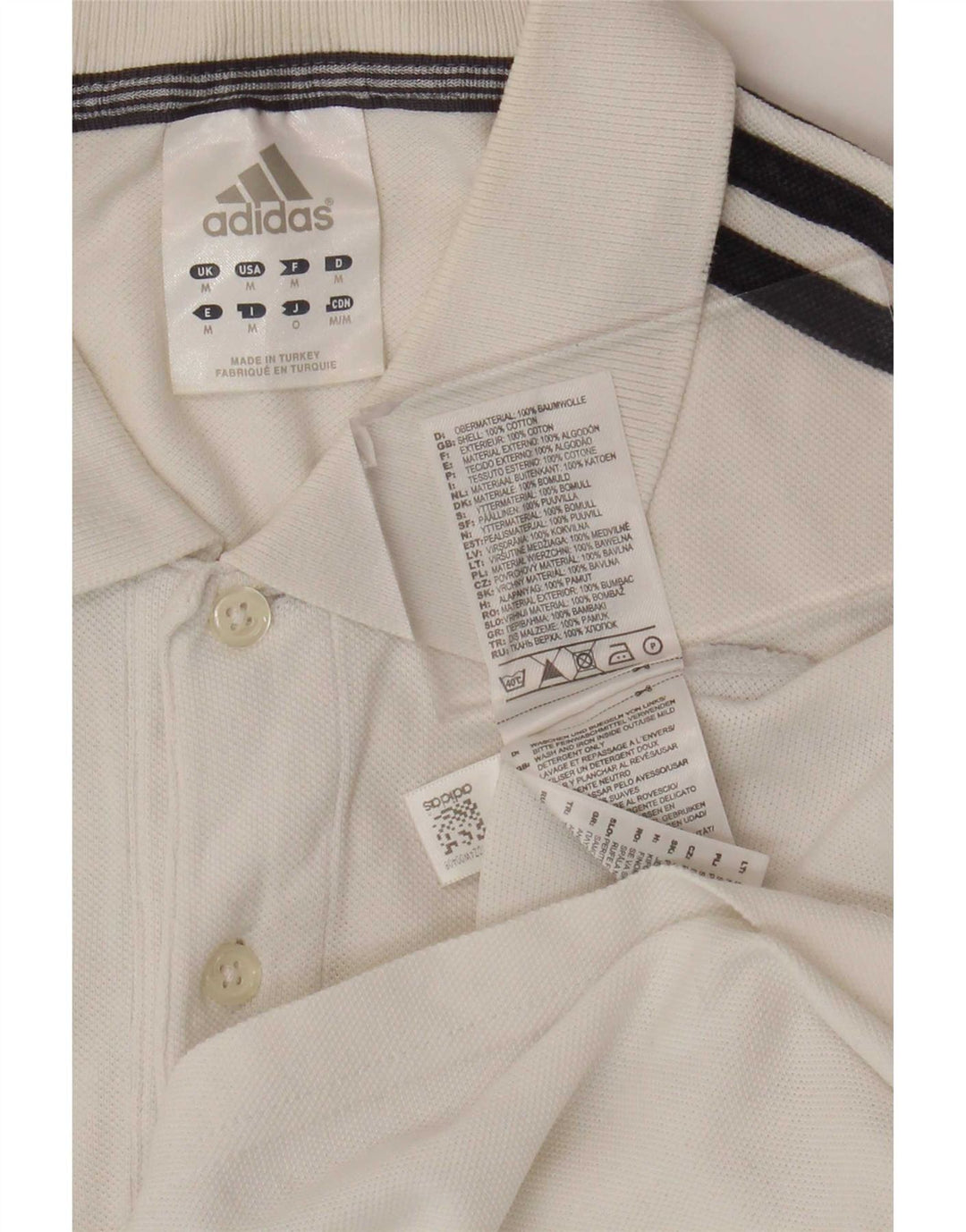 Мужская рубашка-поло Adidas среднего размера, белый хлопок, хлопок