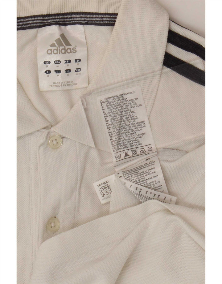 Мужская рубашка-поло Adidas среднего размера, белый хлопок, хлопок