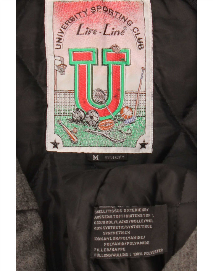 Мужская куртка-бомбер Life Line с графическим рисунком UK 38, средний серый цвет, шерсть с цветными блоками