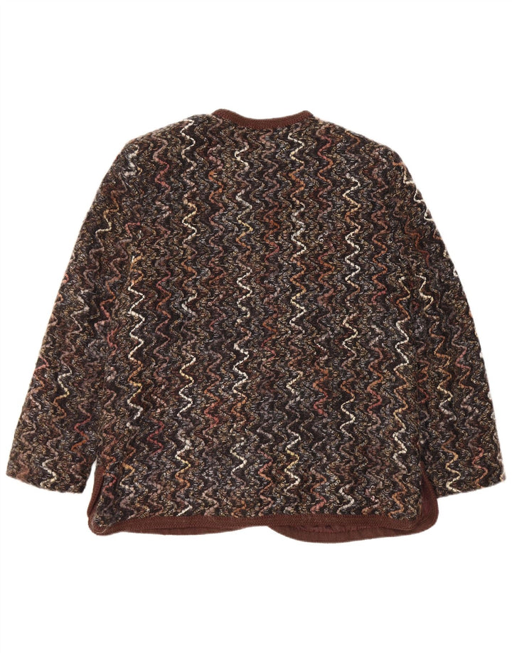 Женский пиджак Maglificio на 5 пуговицах UK 16, большой коричневый шерстяной шеврон