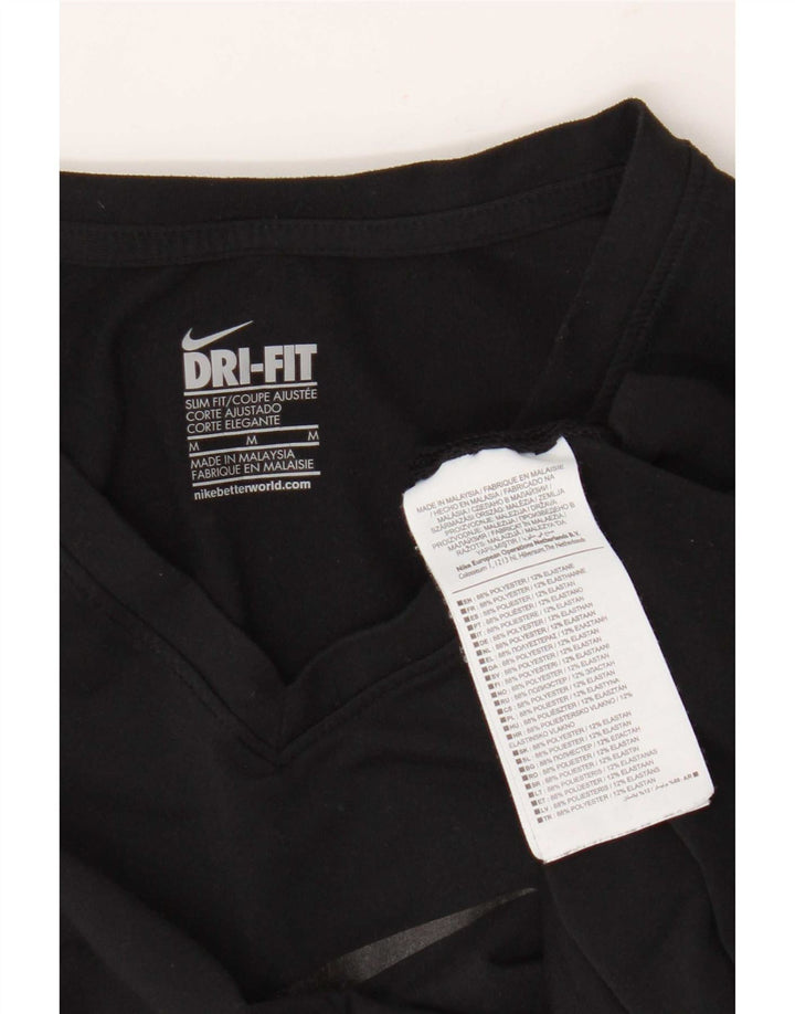 Женская футболка Nike Dri Fit Slim с графическим рисунком Top UK 12, средний черный полиэстер