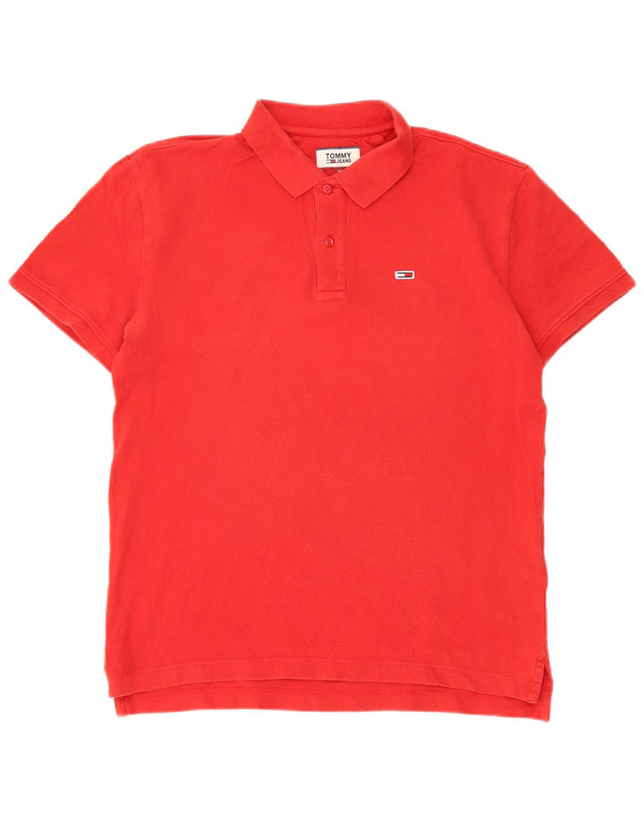 Мужская рубашка-поло Tommy Hilfiger из хлопка среднего красного цвета